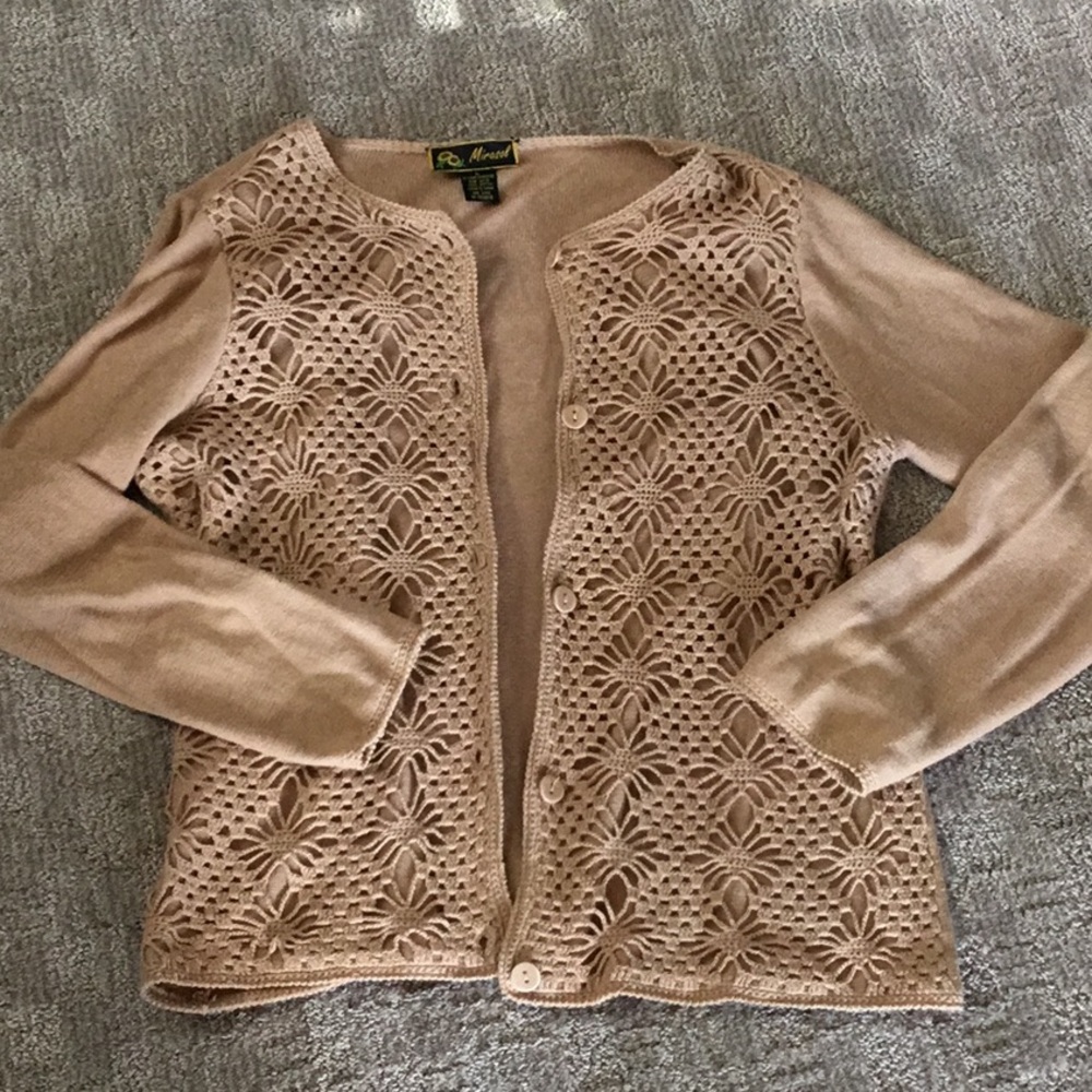 Mirasol Beautiful Tan Cardigan Size Lg
